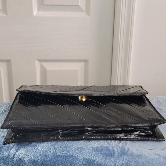 Lee Sands Vintage Eel Skin Supple Leather Shoulder Bag/Clutch Black - Picture 9 of 13